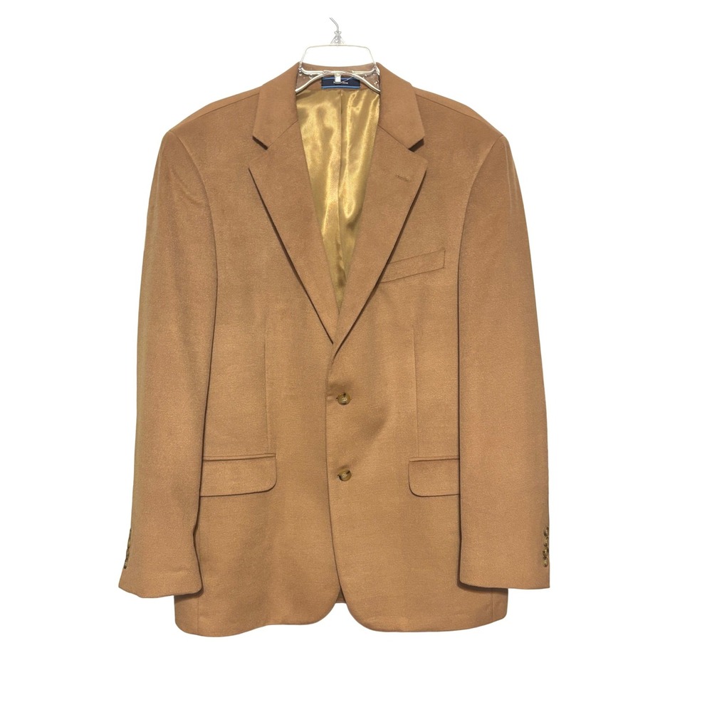 Croft & Barrow Mens 44L Camel Tan 2 Button Blazer Sport Coat Jacket Classic Fit